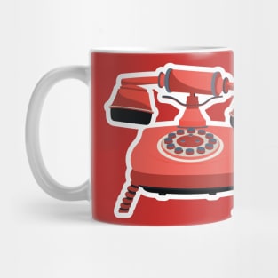 Old rotary dial telephone with handset lifted logo design illustration. Phone vector logo. Flat design style. Mug